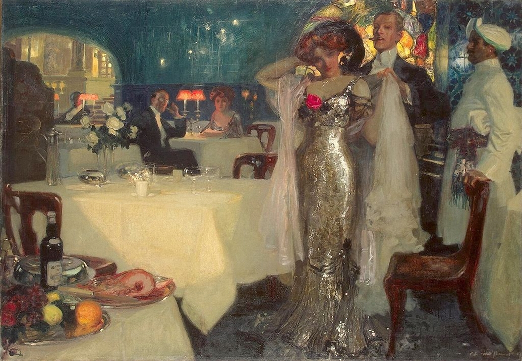 In The Restaurant by Charles Hoffbauer, 1907